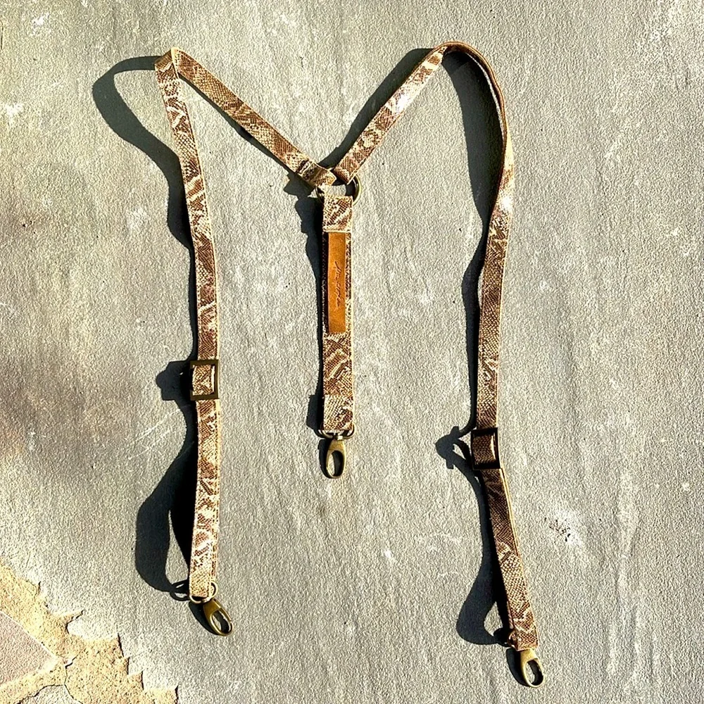 New🌟 Free People-Wild Thing Suspenders-Brown & Tan Python,